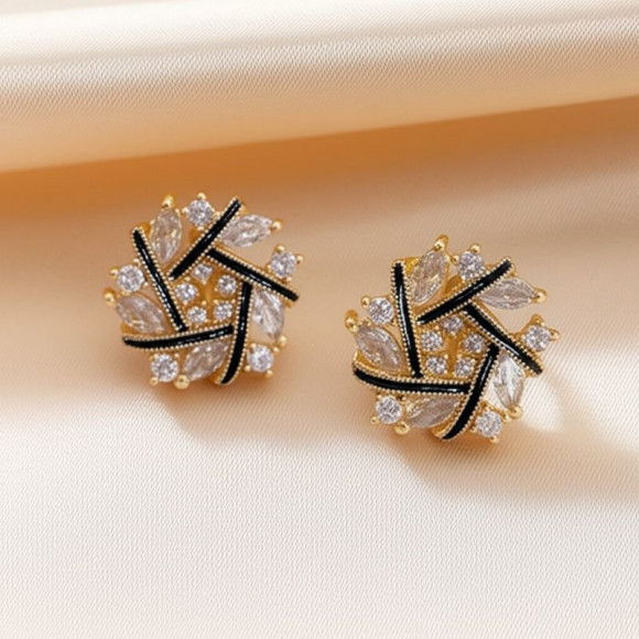 Серьги-гвоздики ювелирный сплав с кристаллами серебряный гвоздик 1J11938CJJ