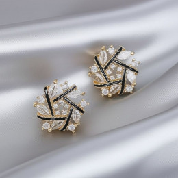 Серьги-гвоздики ювелирный сплав с кристаллами серебряный гвоздик 1J11938CJJ