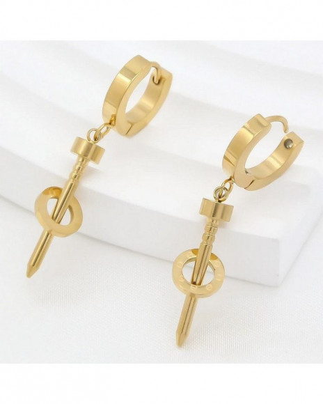 Золотистые серьги-кольца «Индустриал» J10252CJJ