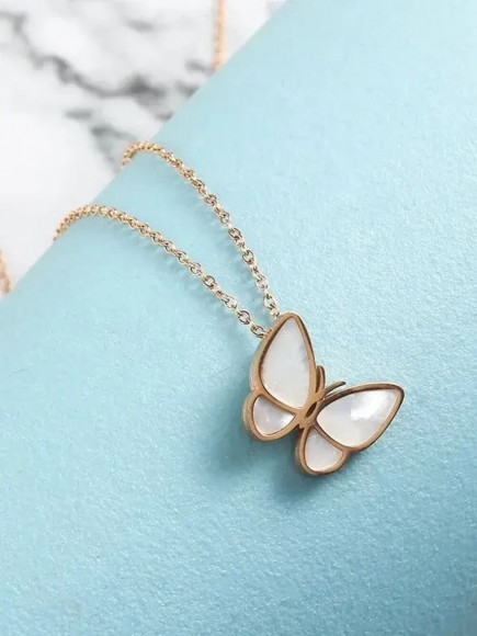 Цепочка стальная с напылением золотом кулон бабочка J10164CJJ Цепочка стальная с напылением золотом кулон бабочка J10164CJJ