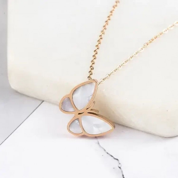 Цепочка стальная с напылением золотом кулон бабочка J10164CJJ Цепочка стальная с напылением золотом кулон бабочка J10164CJJ