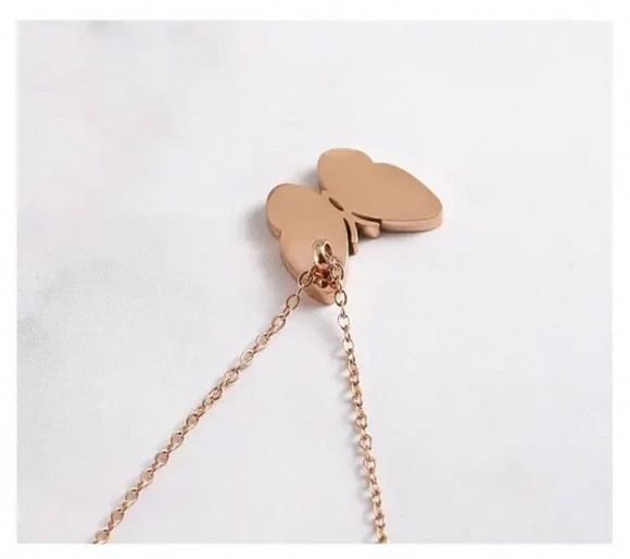 Цепочка стальная с напылением золотом кулон бабочка J10164CJJ Цепочка стальная с напылением золотом кулон бабочка J10164CJJ