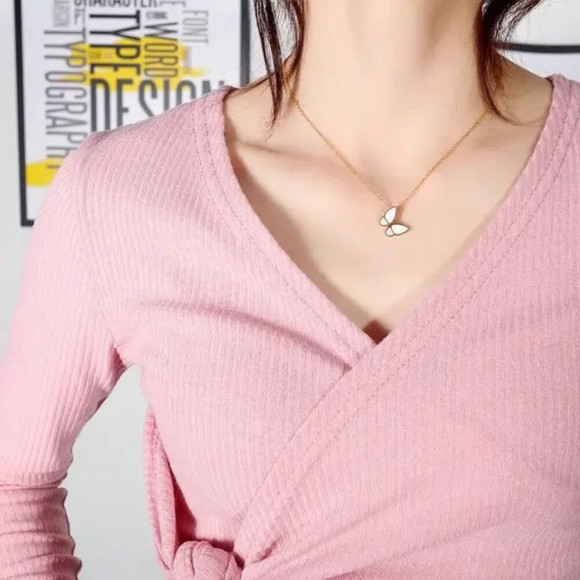 Цепочка стальная с напылением золотом кулон бабочка J10164CJJ Цепочка стальная с напылением золотом кулон бабочка J10164CJJ