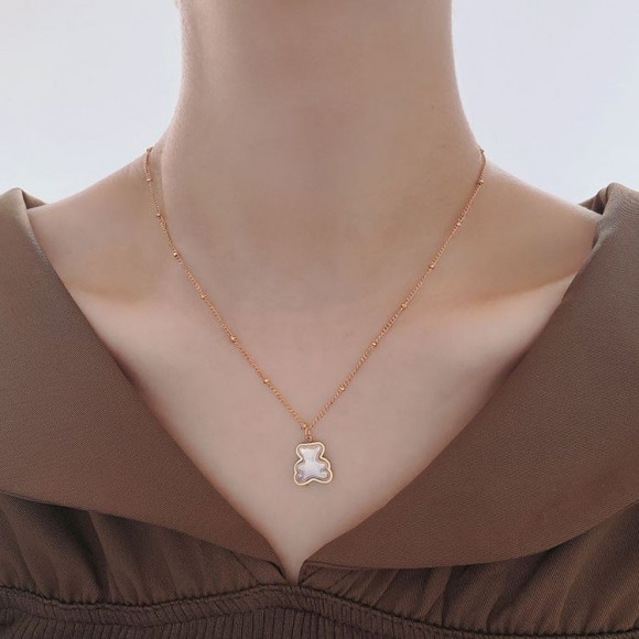 Золотистая цепочка с подвеской в форме медведя с перламутром J11284CJJ Золотистая цепочка с подвеской в форме медведя с перламутром J11284CJJ