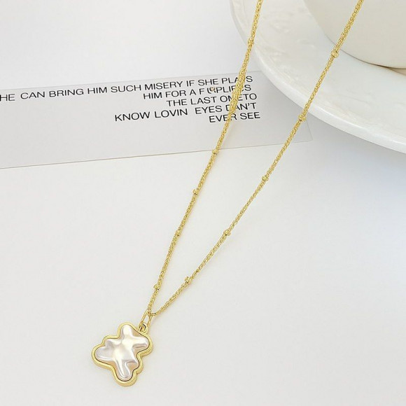 Золотистая цепочка с подвеской в форме медведя с перламутром J11284CJJ Золотистая цепочка с подвеской в форме медведя с перламутром J11284CJJ