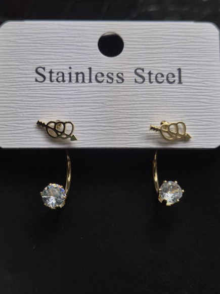 Серьги стальные сердца с напылением золотом J11521CJJ