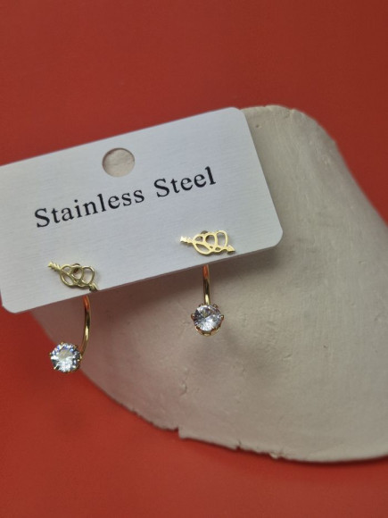 Серьги стальные сердца с напылением золотом J11521CJJ