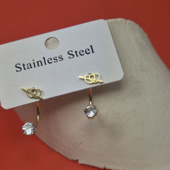 Серьги стальные сердца с напылением золотом J11521CJJ