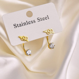 Золотистые стальные серьги-джекеты Крылья ангела с камнями 1J11521CJJ Золотистые стальные серьги-джекеты Крылья ангела с камнями 1J11521CJJ