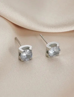 Стальные пусеты квадратные с фианитами J10014CJJ Стальные пусеты квадратные с фианитами J10014CJJ