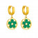 Золотистые серьги-кольца с зеленым клевером 1J11286CJJ