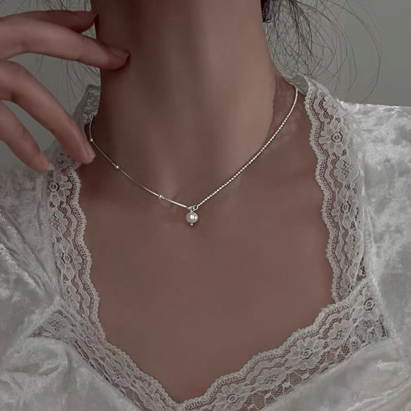 Колье медь напыление платиной жемчуг 1J12397CJJ