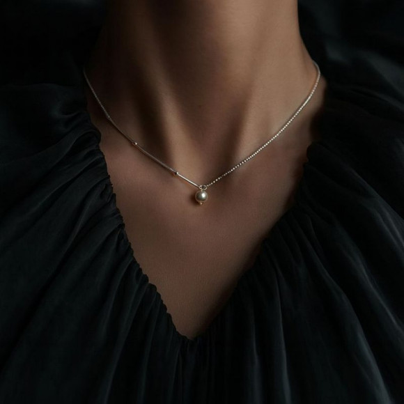 Колье медь напыление платиной жемчуг 1J12397CJJ