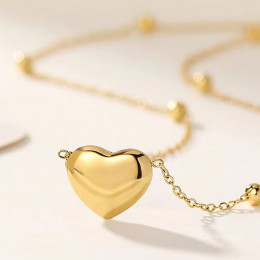 Золотистая цепочка с объемным кулоном-сердцем J10158CJJ