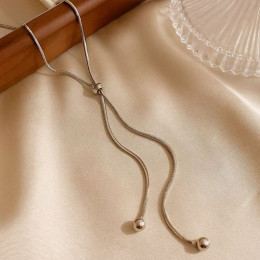 Титановое колье-галстук с шариками-бегунками 1J12228CJJ