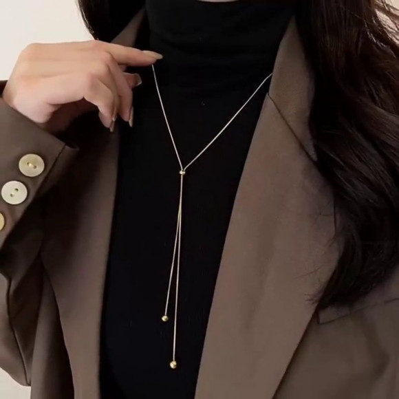 Титановое колье-галстук с шариками-бегунками 1J12228CJJ