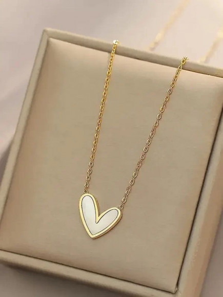 Цепочка стальная с напылением золотом кулон сердце J10162CJJ