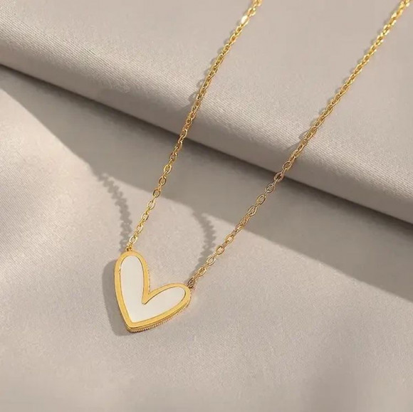 Цепочка стальная с напылением золотом кулон сердце J10162CJJ