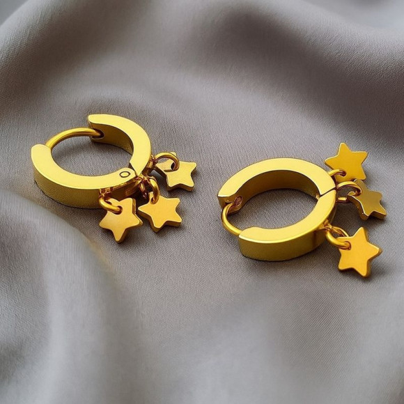 Серьги-кольца конго с набором подвесок в виде звезд J10256CJJ