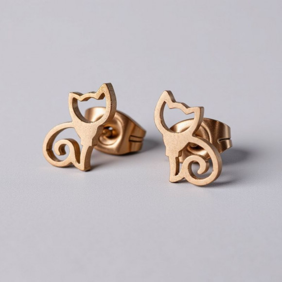 Серьги стальные кошки J11360CJJ