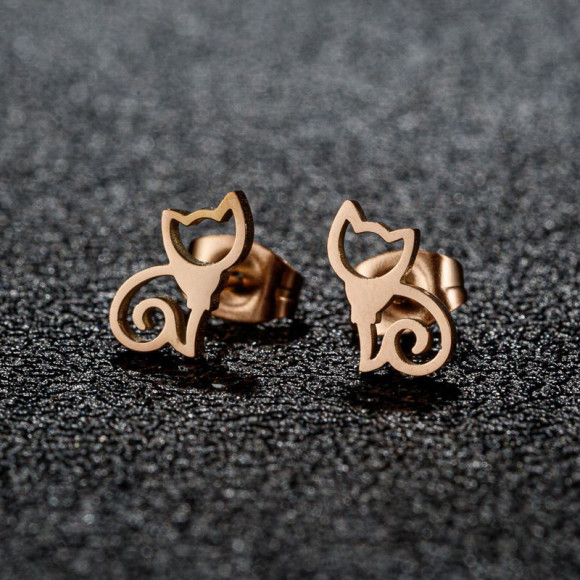 Серьги стальные кошки J11360CJJ