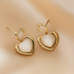 Серьги-гвоздики сердца ювелирный сплав с серебряным гвоздиком 1J11943CJJ