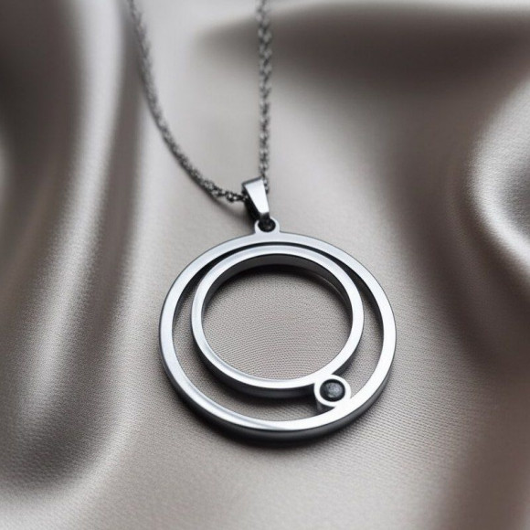 Золотистое колье с двойной круглой подвеской и фианитом J10814CJJ Золотистое колье с двойной круглой подвеской и фианитом J10814CJJ