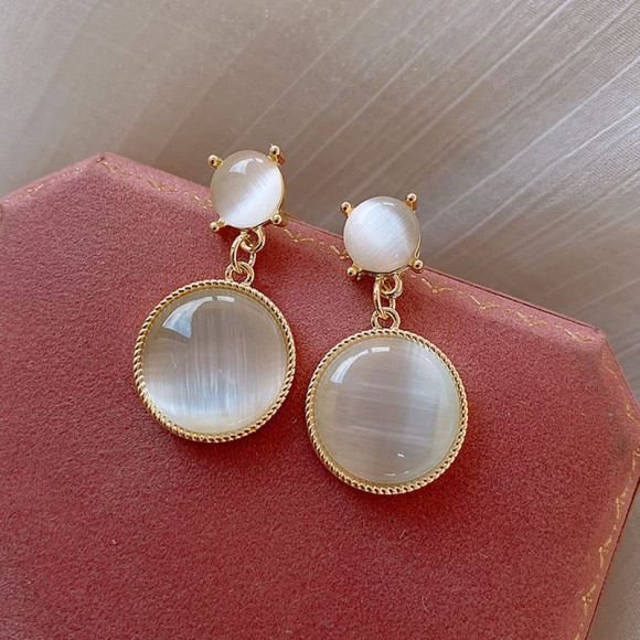 Элегантные серьги-пусеты с двойным опаловым камнем 1J11944CJJ