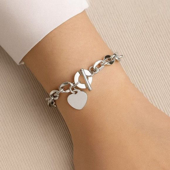 Браслет-цепочка с подвеской-сердцем и замком-тогл 1J12005CJJ Браслет-цепочка с подвеской-сердцем и замком-тогл 1J12005CJJ