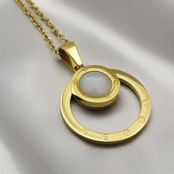 Двойное колье с круглой подвеской и винтовым декором J10815CJJ