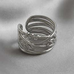 Широкое фактурное кольцо с эффектом мятого металла 1J12129CJJ