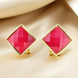 Яркие геометричные пусеты с розовыми кристаллами 1J11834CJJ