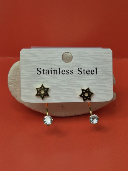 Серьги гвоздики звезда давида из стали с напылением золотом J11528CJJ