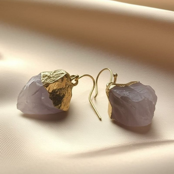 Серьги-петли с розовым кварцем 1J11947CJJ