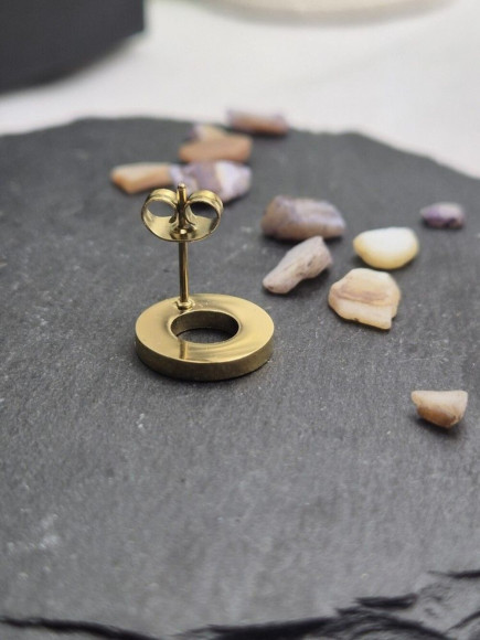 Геометрические серьги пусеты Шайбы с гравировкой римских цифр 1J10890CJJ