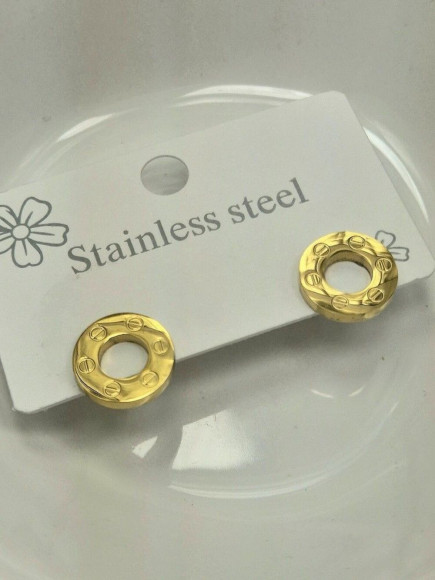 Геометрические серьги пусеты Шайбы с гравировкой римских цифр 1J10890CJJ