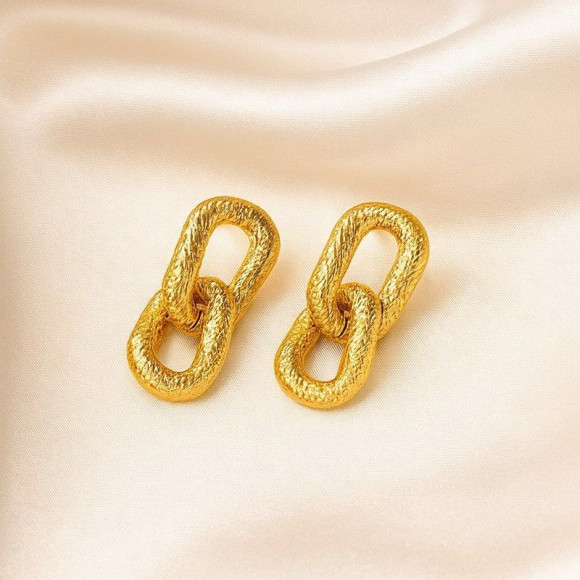 Висячие серьги-звенья с песочной фактурой 1J12521CJJ