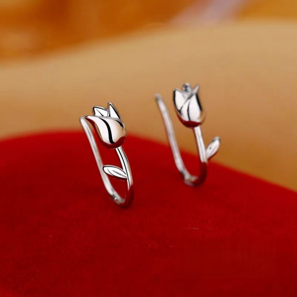 Серьги цветы медь напыление платиной 1J12404CJJ