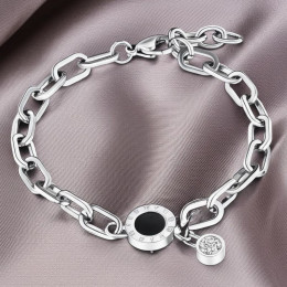 Браслет-цепочка с римским циферблатом и кристаллом 1J12010CJJ Браслет-цепочка с римским циферблатом и кристаллом 1J12010CJJ