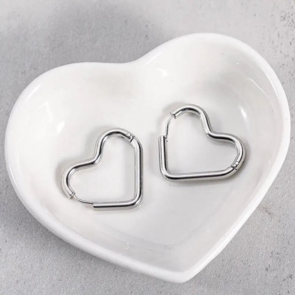 Стальные серьги-кольца сердца J10264CJJ