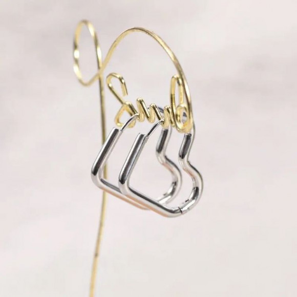 Стальные серьги-кольца сердца J10264CJJ