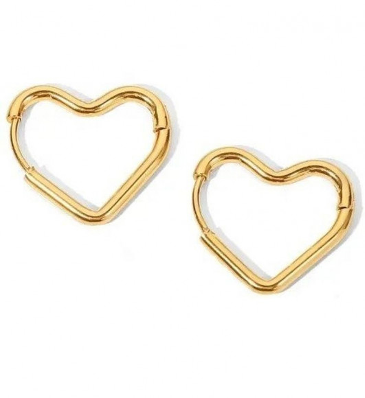 Стальные серьги-кольца сердца J10264CJJ