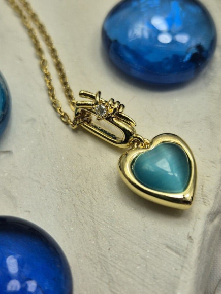 Цепочка с миниатюрной подвеской в форме бирюзового сердца J10824CJJ Цепочка с миниатюрной подвеской в форме бирюзового сердца J10824CJJ