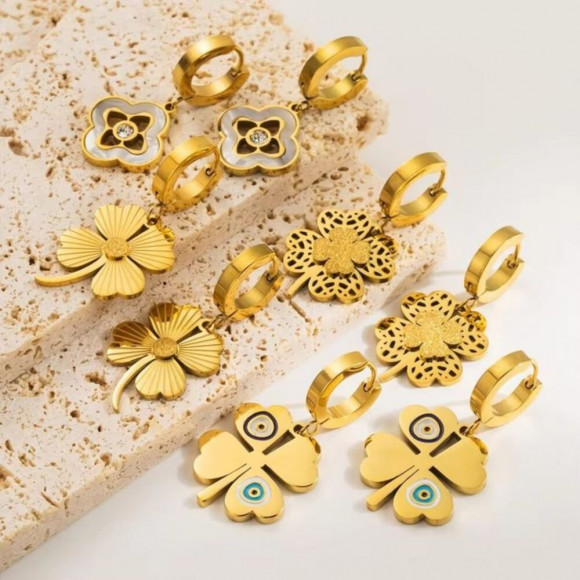 Серьги медицинская сталь с напылением золотом J10897CJJ