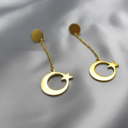 Серьги-пусеты с лунными подвесками J11532CJJ