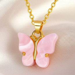 Цепочка с подвеской в форме розовой бабочки J10825CJJ Цепочка с подвеской в форме розовой бабочки J10825CJJ