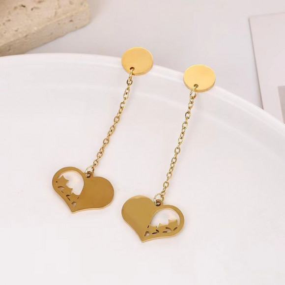 Серьги-цепочки с ажурными сердцами 1J11533CJJ Серьги-цепочки с ажурными сердцами 1J11533CJJ