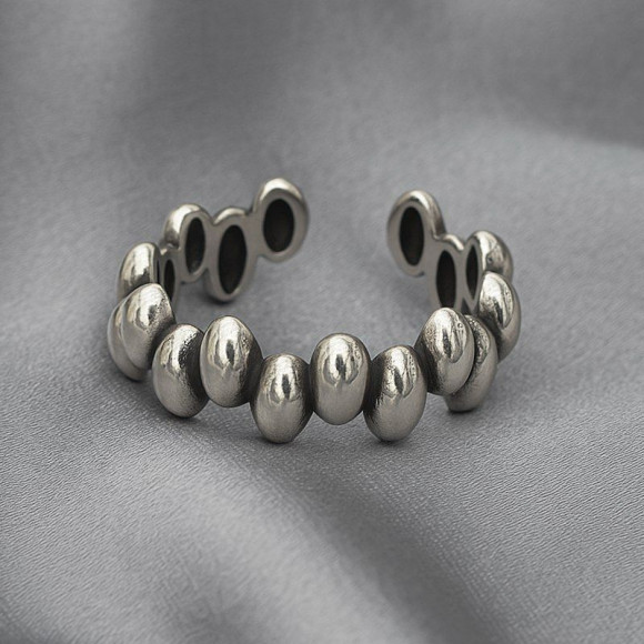 Широкое кольцо из чередующихся полированных овалов 1J12184CJJ